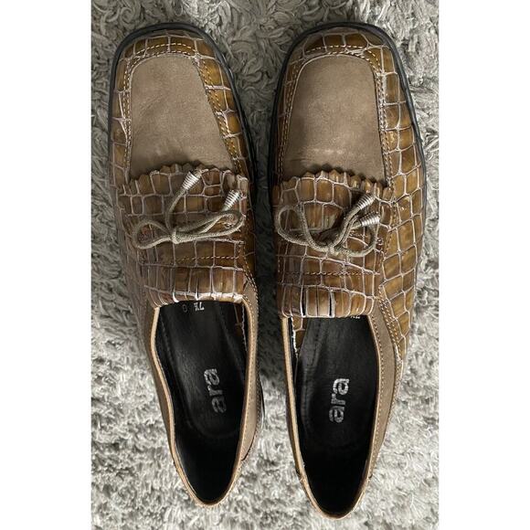 ARA Naturform Slip-On Comfort Shoe Brown/Green Croco Embossed US 7.5 G - Picture 2 of 12